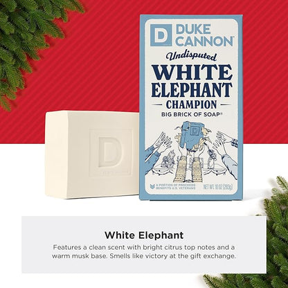 Duke Cannon Supply Co. White Elephant Bar Soap - 10oz Large Soap Brick with Citrus Musk Scent - Holiday Gag Gift, Funny White Elephant Gift Idea 4 Pack