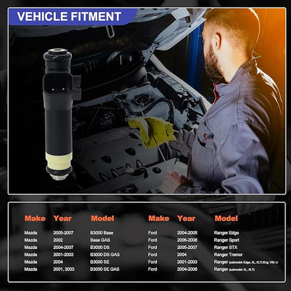 HiSport FJ463 6PCS Fuel Injectors Compatible with Ford Ranger 2002-2008 V6 3.0L,Mazda B3000 2002-2007 V6 3.0L Replace 4L5Z9F593A FJ463 8001470N