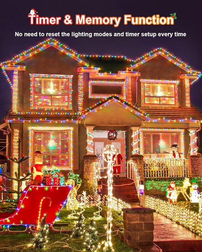 Multicolor Christmas Lights Outdoor Total 710FT 1800 LED, Extra Long Outdoor String Lights Waterproof, Timer & Memory, 8 Modes Dimmable Plug in Fairy for Outside Tree Wedding Patry
