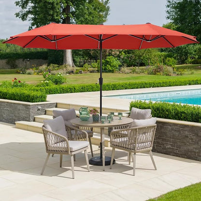 13 ft Large Double-Sided Patio Umbrella, Outdoor Umbrella, Orange Red | HERA'S PALACE Rectangular Umbrella, Market Umbrella with Crank Handle, Powerful UV Protective for Beach Pool Garden Backyard