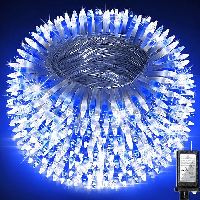 QUHUATU LED String Lights Christmas Decorations,8 Lightsing Modes Christmas Lights with Timer Functions for Tree Indoor Outdoor Decorr 1500 LED 492FT Blue & White
