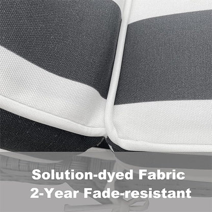 Only choice 2 Pcs Set Outdoor Lounge Chair Cushions Patio Chaise Lounge Replacement Cushions Furniture Seat Cushions(Black+White Stripes-2 pcs)