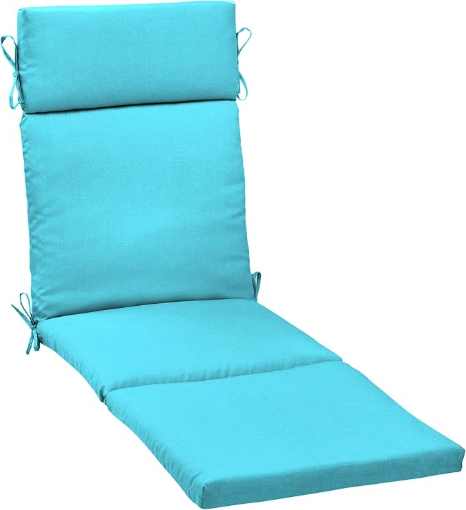 Arden Outdoor Chaise Cushion, 21 in x 72 in, Weather-Proof, Rain-Proof, Fade Resistant Patio Cushion for Chaise Lounger Pool Blue Leala | Lounge Cushion, Weather-Proof, Rain-Proof, Fade Resistant for Chaise Lounger, Mold and Mildew Resistant