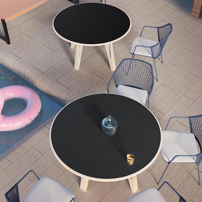 MAIDERN 48 Inch Round Cork & Leather Table Pad Protector, Cuttable Size (42-48 Inch), Trimmable Dining Table Mat, Heat Resistant/Non-Slip Table Cover for Kitchen, Office, or Restauran (Black)