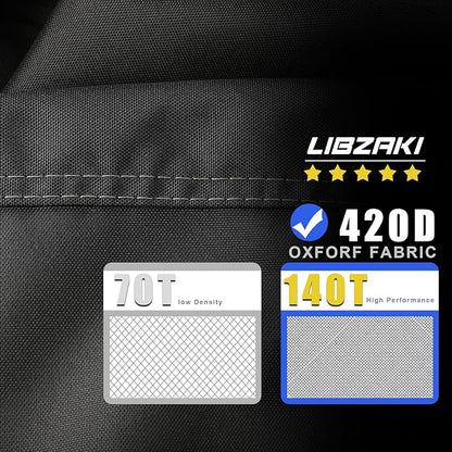 LIBZAKI Grill Cover 420D Waterproof, Weather Resistant, Rip-Proof, Anti-UV, Fade Resistant,Gas Grill Cover for Weber,Char Broil,Nexgrill Grills, etc.60 inches-Black