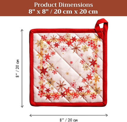 Maison d' Hermine Pot Holders 100% Cotton Potholders (8" x 8", Pack of 2) | Heat Resistant Hot Pads with Loop BBQ Cooking Baking Hotel Kitchen Handling Hot Pans Thanksgiving Christmas - Crystal Star