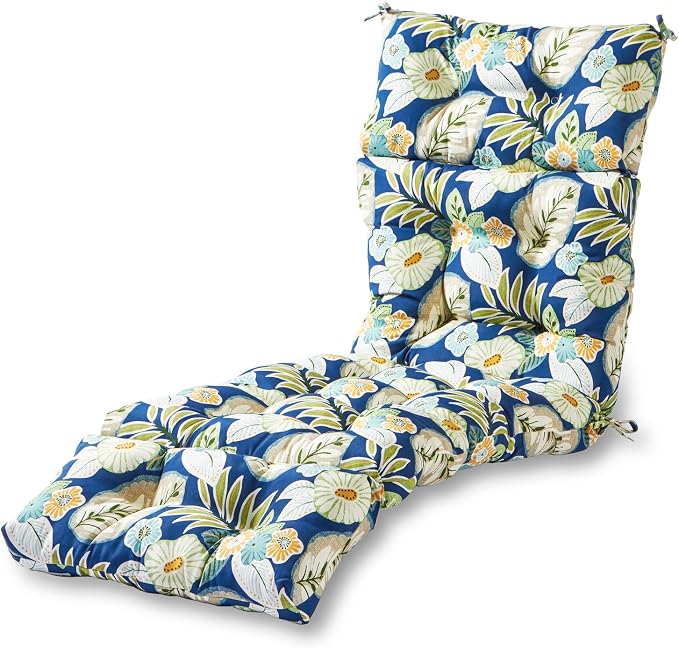 Greendale Home Fashions 72 x 22-inch Outdoor Chaise Lounge Cushion, Magnolia Floral