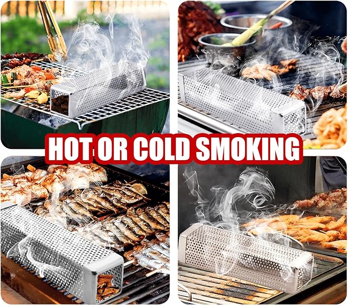 Smoke Tube for Pellet Grill, 4 Hours of Billowing Smoke, Stainless Steel Pellet Smoker Tube for All Grill or Smoker, Hot or Cold Smoking (10-inch-2 Pcs)