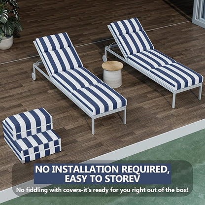 Chaise Lounge Cushions Outdoor, 72 x 21 x 4 Inch Lounge Chair Cushions for Outdoor Furniture - Waterproof Lounge Patio Replacement Cushion, 4In Fade-Resistant ThickPatio Chaise Lounge Cushion