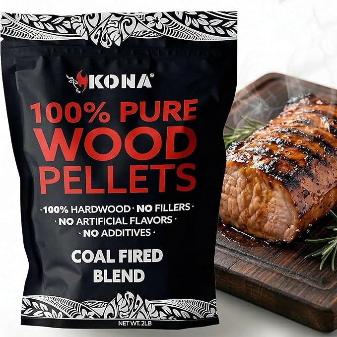 Kona Coal-Fired Pizza Blend Pellets - Charcoal & Wood Blend - Intended for Ninja Woodfire Outdoor Grill. Premium Rich and Smoky Taste - 100% Natural - 2 Pounds