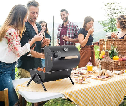 Black Charcoal Grills Portable BBQ Griddle, Compact Tabletop Barbecue Grill,Camping Barbecue Grill in Garden Backyard Party,Travel Outdoor Cooking,Charcoal Grills, Portable Charcoal Grill