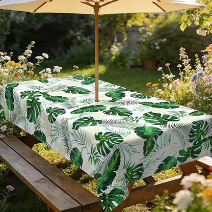 Outdoor Tablecloth with Umbrella Hole Elegant Zipper Patio Table Cloth for Outdoor Patio Garden Yard Decor
