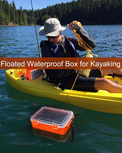 Dry Box for Boat Floating Waterproof Containers for Kayaking & Boating - Crushproof Waterproof Storage Case for Phones Drybox with Rope & Steel Hinges
