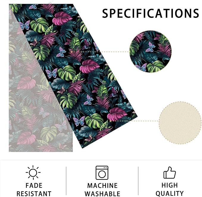Tropical Leaves Table Runner,Dining Decor for Kitchen Coffee Table Family Dinners Holiday Parties Wedding Events Decor(13x72 inch)