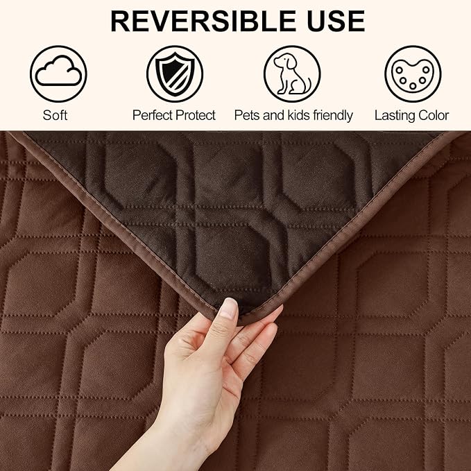 Smiry Reversible Waterproof Pet Couch Covers for Sofa | Washable Dog Couch Sofa Covers, Water Resistant Furniture Protector Slipcover, Geometric (82"x120", Brown/Chocolate)
