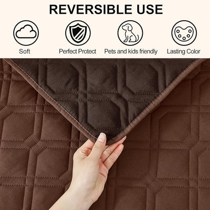 Smiry Reversible Waterproof Pet Couch Covers for Sofa | Washable Dog Couch Sofa Covers, Water Resistant Furniture Protector Slipcover, Geometric (82"x120", Brown/Chocolate)