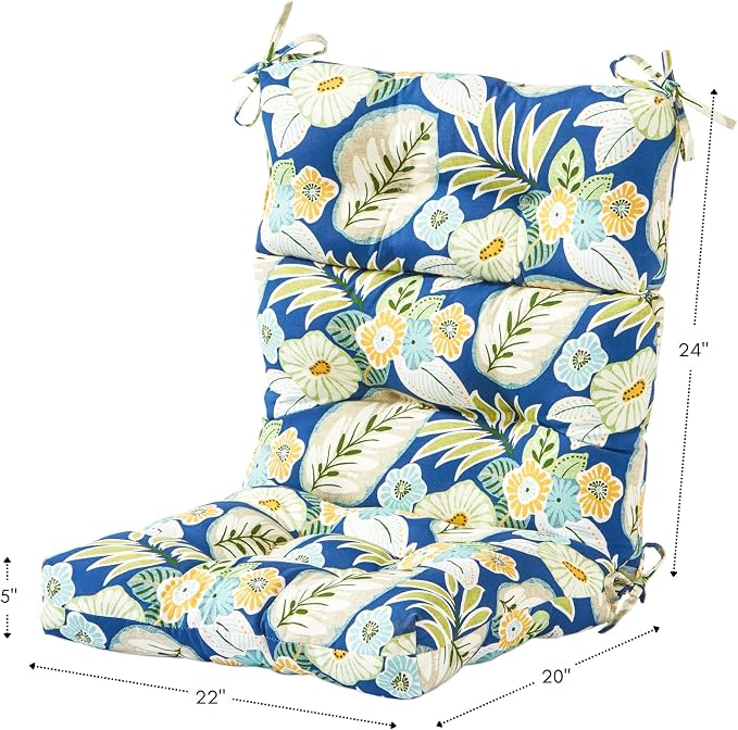 Greendale Home Fashions Magnolia Floral 44'' x 22'' Outdoor High Back Chair Cushion