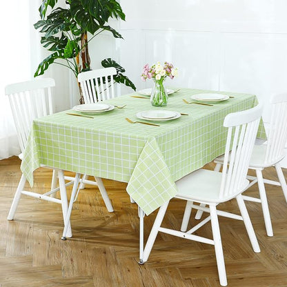 Romanstile Rectangle Vinyl Tablecloth, 100% Waterproof Oil-Proof Checkered Plastic Table Cloth, Heavy Duty Wipeable Table Covers for Dining, Camping, Picnic, Outdoor - 60 x 120 Inch, Green