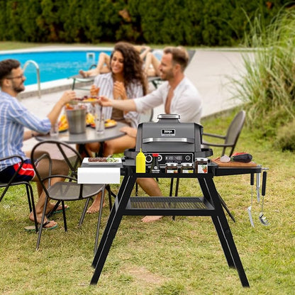 Adjustable Grill Stand for Ninja Outdoor Woodfire Series OG700 OG800 OG900 Series OO101 Woodfire Pizza Oven, Grill Cart for Ninja MO201 Artisan Pizza Oven, Replace for Ninja XSKUNSTAND Outdoor Stand