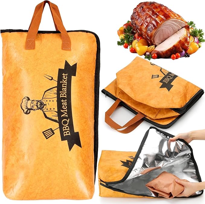 BBQ Blanket for Resting Meat Compatible with Smoker Grill, Reusable Pellet Smoker Meat Insulated Resting Bag with Wide Mouth for Large Brisket/Beef,Gifts for Men Him Dad, Accessories (23 inch)