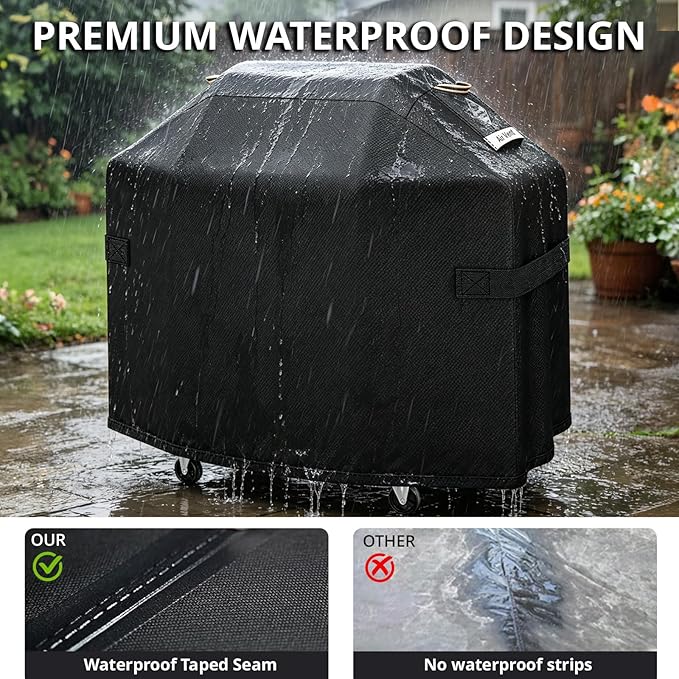 Ultimate Durable 55 Inch Grill Cover for Outdoor Grill,Heavy Duty Waterproof Rip-Proof BBQ Cover,Fade Resistant Gas Grill Cover with Straps,3-4 Burner Barbecue Cover for Weber Char-Broil Nexgrill,etc