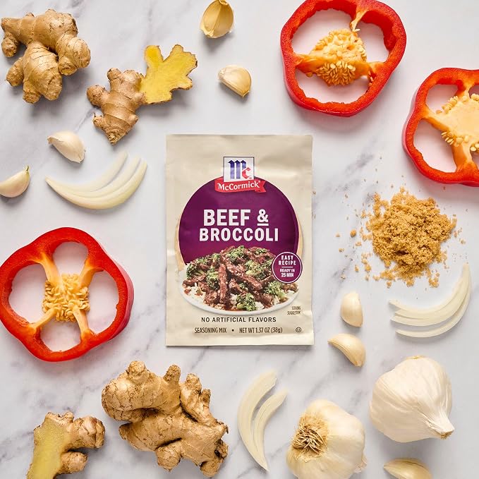 McCormick Seasoning Mix, Beef & Broccoli, No Artificial Flavors, For Restaurant-Style Beef & Broccoli in Just 25 Minutes, 1.37 oz (Pack of 12)