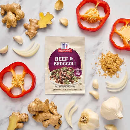 McCormick Seasoning Mix, Beef & Broccoli, No Artificial Flavors, For Restaurant-Style Beef & Broccoli in Just 25 Minutes, 1.37 oz (Pack of 12)