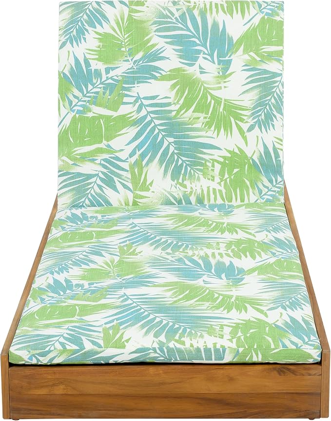 Merax Patio Chaise Lounge with Adjustable Backrest & Cushion, Acacia Wood Recliner Chair with Teak Finish for Backyard Pool Garden