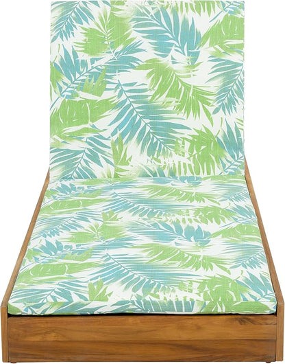 Merax Patio Chaise Lounge with Adjustable Backrest & Cushion, Acacia Wood Recliner Chair with Teak Finish for Backyard Pool Garden