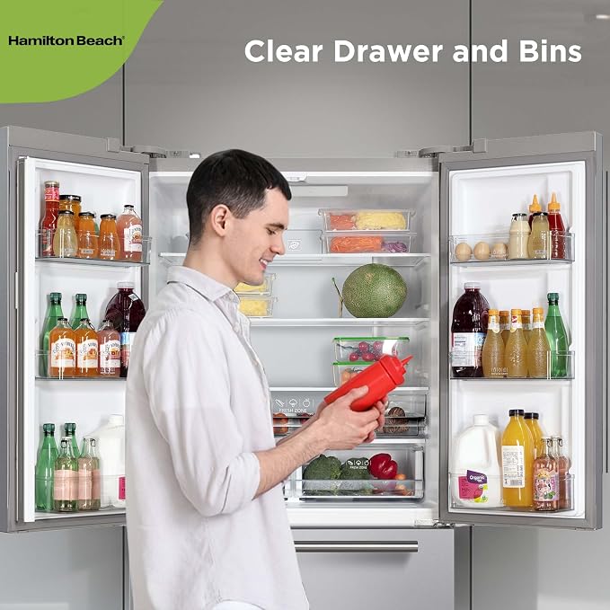 Hamilton Beach HBF2067 French Door Full Size Refrigerator with Freezer Drawer, 20.3 cu ft, Stainless Steel