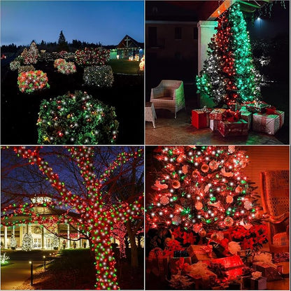 33ft Christmas Decorative Mini Lights, 100 LED Green Wire Fairy Starry String Lights Plug in, 16 Lighting Modes for Outdoor Xmas Tree Wedding Party Decoration (Red/Green/White)