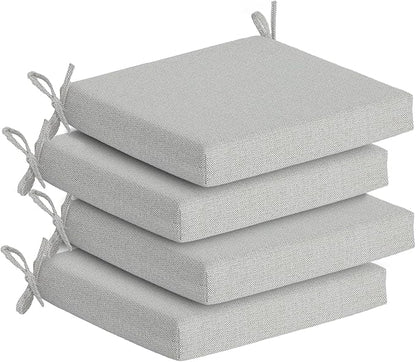 Goodgoods 20 x 20 Outdoor Chair Cushions Set of 4, Fade-Resistant & Water-Resistant Patio Seat Cushion Pads with Ties, 30D High-Resilience Foam for Dining Room Kitchen Chairs, Light Gray