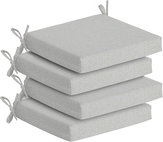 Goodgoods 20 x 20 Outdoor Chair Cushions Set of 4, Fade-Resistant & Water-Resistant Patio Seat Cushion Pads with Ties, 30D High-Resilience Foam for Dining Room Kitchen Chairs, Light Gray
