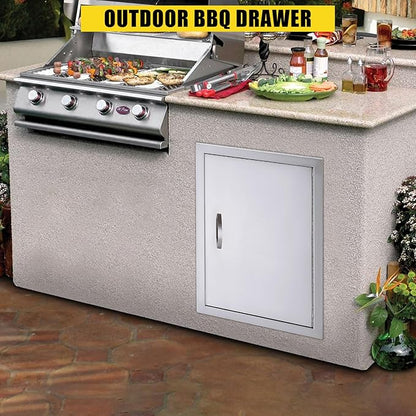 GarveeLife BBQ Access Door 17W x 24H Inch,Outdoor Kitchen Doors with Weatherproof 304 Stainless Steel Built in Single Access Doors for Outside Kitchen Commercial Grilling BBQ Island Barbeque Station S