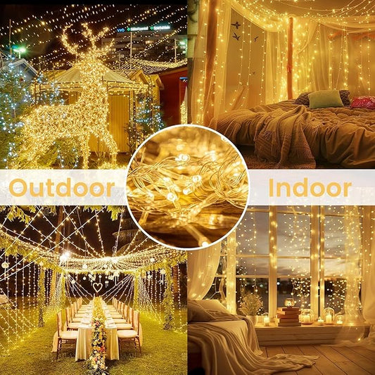 2 Pack String Lights Battery Operated with Timer, 33FT 100 LED Waterproof Battery Twinkle Lights, 8 Modes Fairy Light for Indoor & Outdoor Party Bedroom Porch Tree Christmas Decorations (Warm White)
