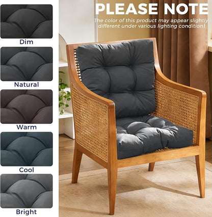 IASEAHK Outdoor Chair Cushions Set of 2, 17" x 17" x 4", Waterproof Outdoor Seat Cushions for Patio Furniture, Fade-Resistant Patio Chair Cushion, Dining Wicker Chair Pads for Porch Garden, Dark Grey