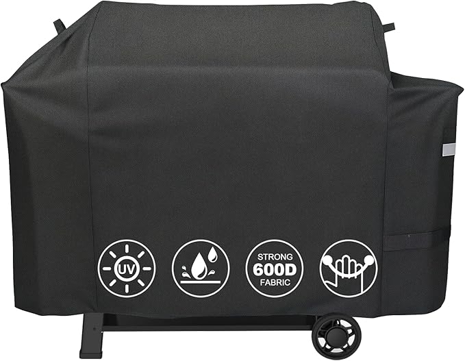 QuliMetal Grill Cover for Weber Searwood XL 600 Pellet - 600D Heavy Duty Tear-Resistant Waterproof Weather Resistant Grill Cover for Weber 3400146,Outdoor BBQ Accessory