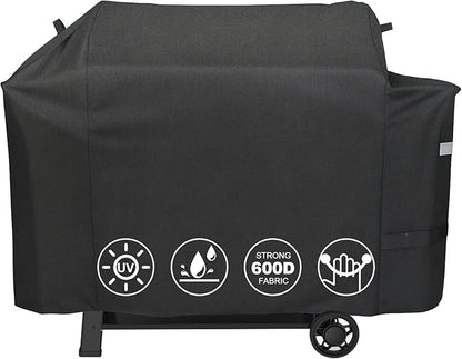 QuliMetal Grill Cover for Weber Searwood XL 600 Pellet - 600D Heavy Duty Tear-Resistant Waterproof Weather Resistant Grill Cover for Weber 3400146,Outdoor BBQ Accessory