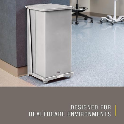 Rubbermaid Commercial Products Defenders Biohazard Steel Trash Can Step-On 13 GAL Stainless Steel Hospital/Doctor's Office/Healthcare Facilities