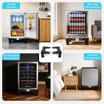 Nefish Mini Fridge Stand Universal Raised Base Adjustable Refrigerator Stands with 4 Strong Feet Washing Machine Pedestal Multi-Functional Bases for Dryer (Black)