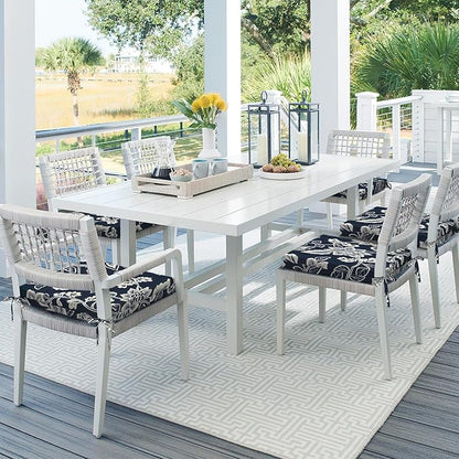 DYTXIII Set of 4 Outdoor Chair Cushions, Water Resistant 18.5"x16"x2" Square Seat Cushion for Patio Dining Chairs, High-Density Replacement Pads for Indoor Outdoor Furniture - Vines Navy