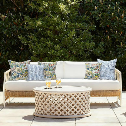 LVTXIII Outdoor Throw Pillow Covers Pack of 2 Patio Waterproof Pillow Cases Fade Resistant Accent Pillow Covers for Home and Garden Furniture Decoration, 18"x18", Paradise Paisley