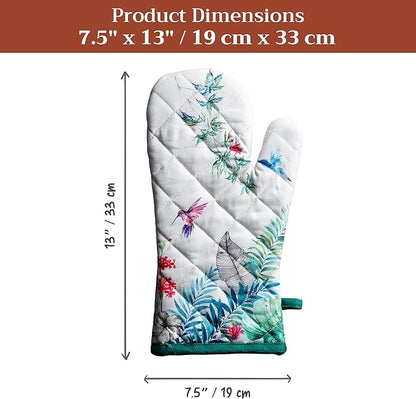 Maison d'Hermine Oven Gloves 100% Cotton Oven Mitt 7" x 13" with Loop Heat Resistant BBQ Cooking Gloves Baking Grilling Kitchen Hotel Home Farmhouse Spring Summer (Pack of 1, Tropiques)