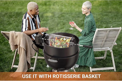 onlyfire Rotisserie Ring Kit for Weber 18" Kettle Charcoal Grills | Chrome Plated Steel Material, Turns Your Kettle Into A Chicken Roaster