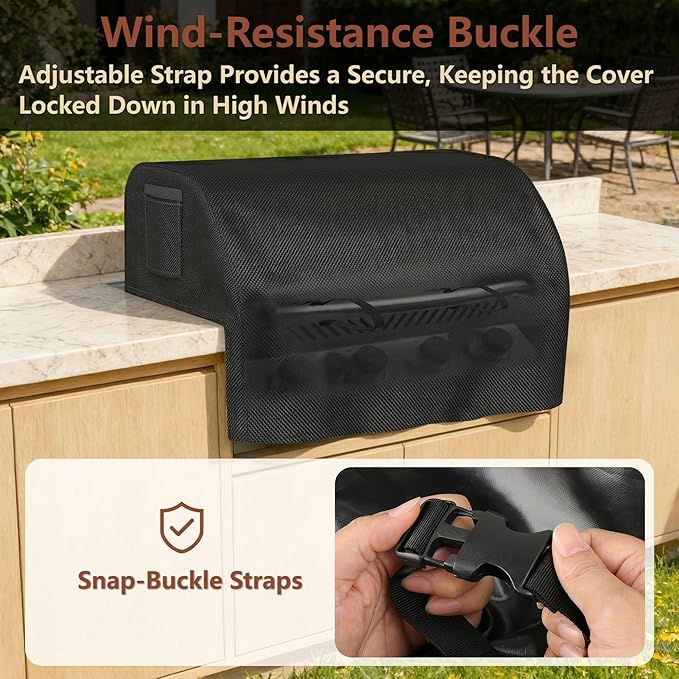 Built-in Grill Cover 36 Inch, Island Grill Top Cover for DCS, Kitchen-Aid, Jenn-Air, Napoleon, Coyoto, Weber and More 32"-36" Built-in Grill, 600D Heavy Duty Waterproof, 37"W x 27.3"D x 26"H