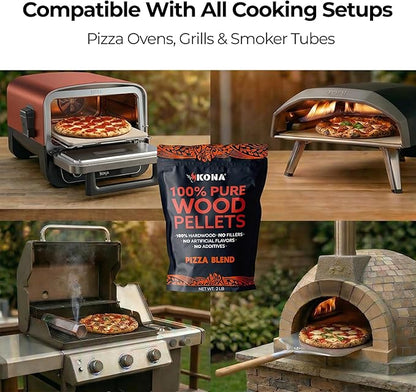 Kona Pizza Blend Wood Smoker Pellets, 100% Natural Hardwood - Rich Smoky Flavor - Ideal for Pizza Ovens, Smokers, and Smoker Tubes - 2 Pounds