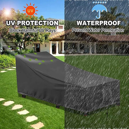 OutdoorLines Outdoor Waterproof Patio Chaise Lounge Chair Cover - UV Resistant Lounger Covers Heavy Duty Weatherproof Patio Sofa Furniture Covers, 1 Pack, 68Wx30Dx30H Inches, Black