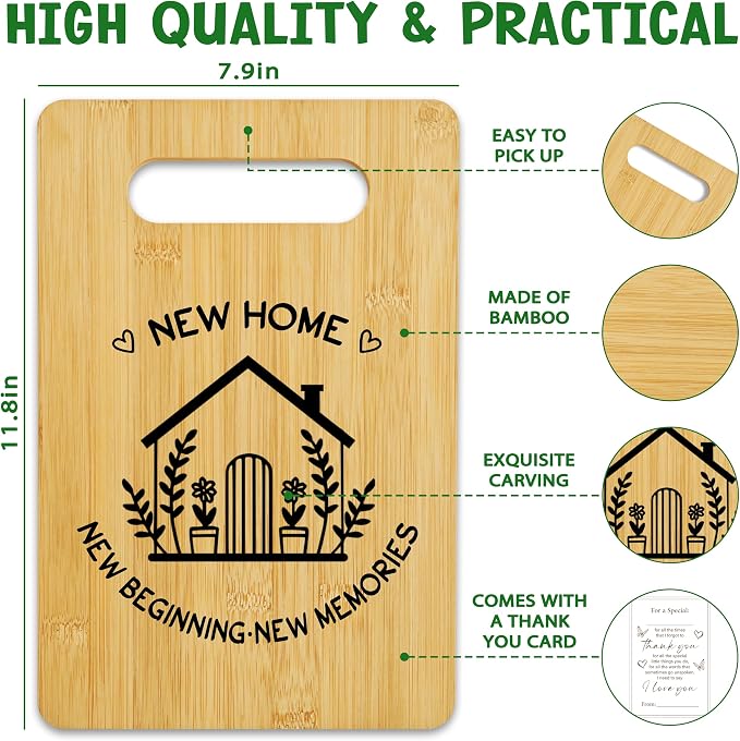 House Warming Gifts for Woman Men, New Home Bamboo Cutting Board for Kitchen, Charcuterie Board, New House Gifts for Couple Neighbor Family Friends -15