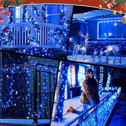 Solar String Lights for Outside, 2-Pack Total 92FT 240 LED Solar Powered Fairy Lights IP65 Waterproof, Outdoor String Light for Patio, Yard, Tree, Balcony, Garden Decorations, Blue