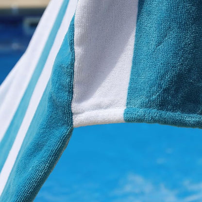 Superior Cabana Cotton Lounge Chair Cover, Outdoor Towel/Chaise Furniture Covers, Terry Cloth, Beach, Spa, Swim Accessories, Pool Chair Cover, Soft, Quick Drying, 32" x 102", Set of 6, Turquoise